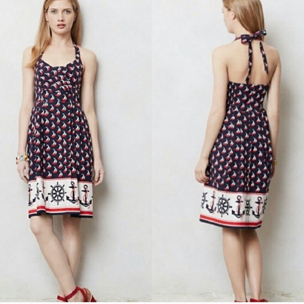 Anthropologie windward sailboat halterdress size 0